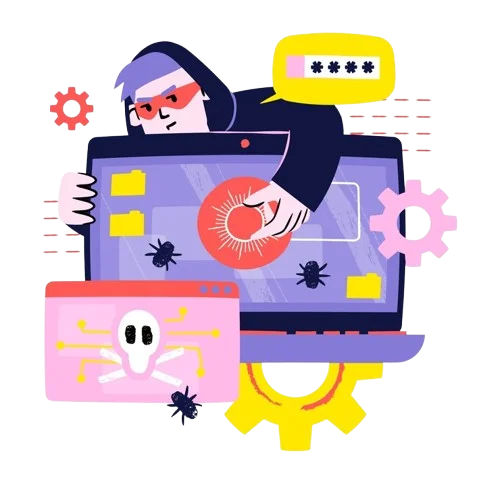 Hand drawn ransomware illustration