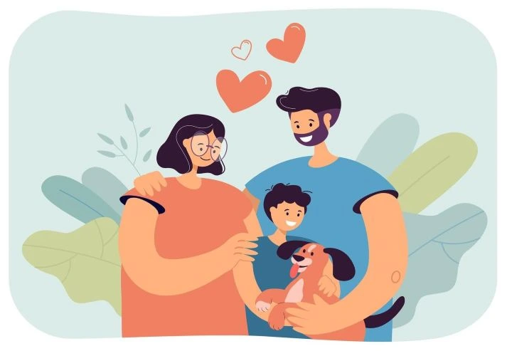 happy-young-parents-with-child-dog